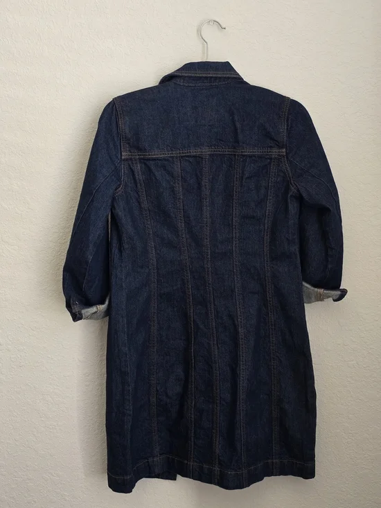 LOFT Dark Blue Denim Long Sleeve Jacket Dress - Picture 2 of 3